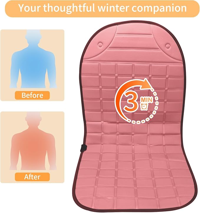 2-Pack Seat Cushion - Comfortable Winter Seat Cushion with Adjustable Buckle for Full Back and Seat (Pink)