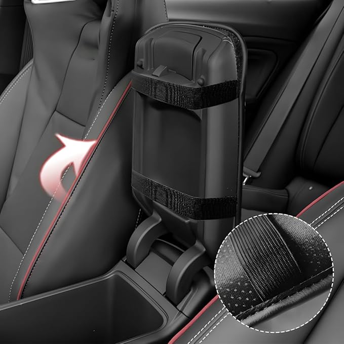 Car Center Console Cover, Waterproof Leather Bow Ribbon Vehicle Arm Rest Pad, Comfortable Automotive Interior Seat Box Armrest Protection Cushion Accessories, Universal Fit (Blue)