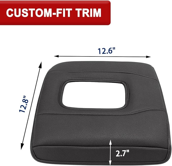 KBH Center Console Armrest Cover for 2014-2018 Chevy Silverado & GMC Sierra, 40/20/40 Jump Seat, Middle Console Lid Protector with Middle Cut, Anti-Scratch, Black