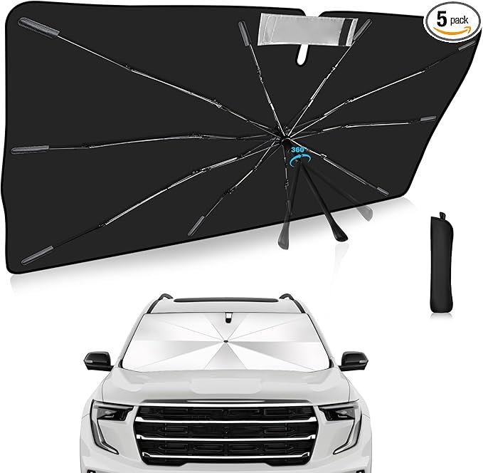 2025 Upgrade Windshield Sun Shade Umbrella Custom Fit for GMC Acadia 2017-2025 Foldable UV Protection Car Cover, Emergency Rain Shield & Dashboard Protector - Durable Auto Accessory