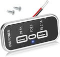 Linkstyle 12V USB Outlet, Dual USB A & 18W USB C Fast Charger Socket Panel with LED Light Flush Mount for Car Marine RV Truck