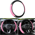Bling Soft Leather Steering Wheel Cover, 15 Inch Colorful Rhinestones Auto Elastic Steering Wheel Protector, Sparkly Crystal Diamond for Women Girls, Car Accessories for Most Cars (Pink)