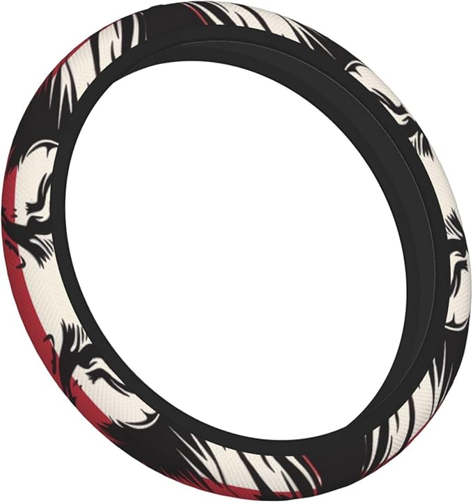 Steering Wheel Cover Polyester Thick Non-Slip Car Steering Wheel Cover Protector Universal 15 Inch, American Flag Lion