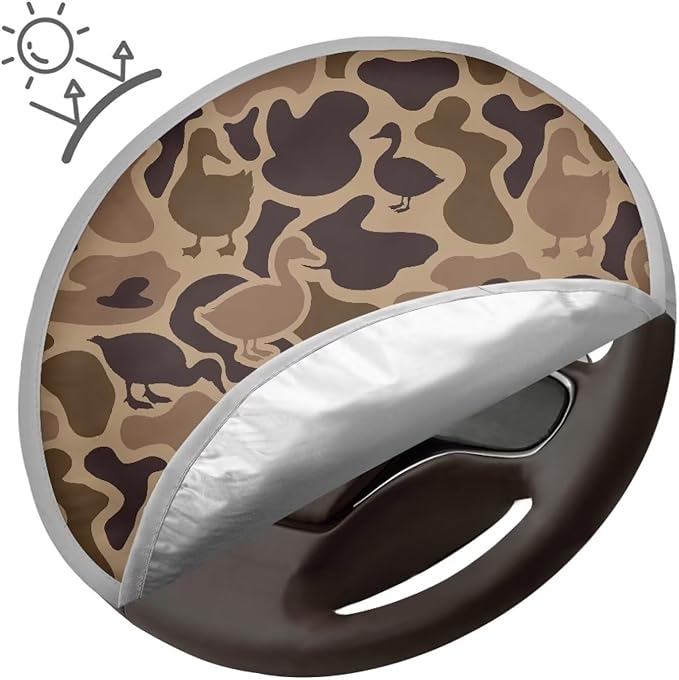 Camo Hunting Steering Wheel Shade Cover for Women Duck Universal Steering Wheel Cover 17 Inch Heat Resistant Car Rudder Sun Block Gift for Birthday