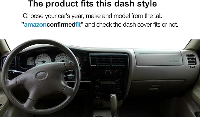 Dash Cover Mat Custom Fit for Toyota Tacoma 1998 1999 2000 2001 2002 2003 2004, Dashboard Cover Pad Carpet Protector (Dark Gray) F83