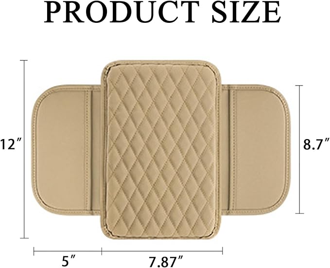 Upgraded Car Center Console Cover, Leather Armrest Cushion Pad with 2 Storage Bags, Microfiber Soft Waterproof Seat Box Cover Protector, Car Interior Decor Accessories Fit for Most Cars, Vehicles
