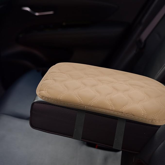 Car Center Console Armrest Cushion Pad Memory Foam Auto Armrest Cover for Fit Stylish Beige Protection Scratch and Damage Resistant