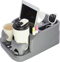 Keyiduid Car Console Organizer, Car Seat Organizer with 2 Adjustable Cup Holders, Center Console for Cars, Trucks, Minivans, SUVs, Vehicle Organizer, 3 Large Storage Compartment (Gray)