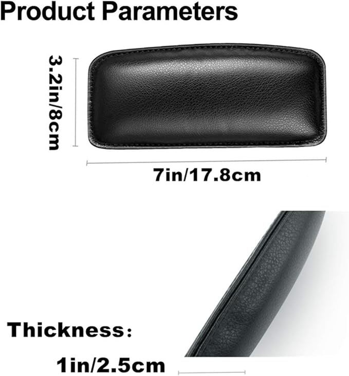 2 Pcs Automotive Black Soft Leather Center Console Knee Pad Padded Car Door Armrest Elbow Pad Comfort Pillow