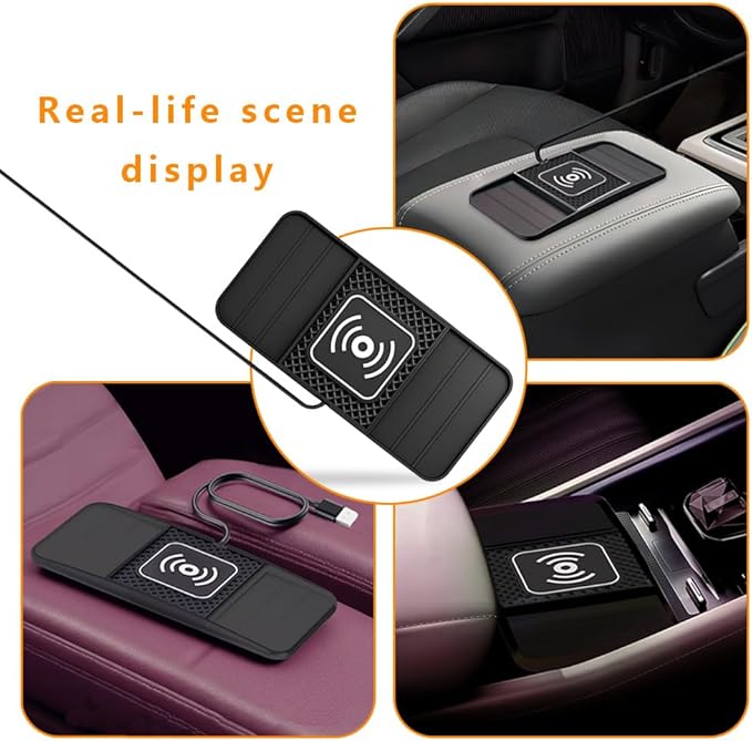 Wireless Charging Pad for Car for Genesis GV60 GV70 GV80 2021-2026, DIY Trim-to-Fit Slim Non Slip Fast Charger Car Wireless Charging Pad 30CM Cable,B 30cm USB Plug Cable