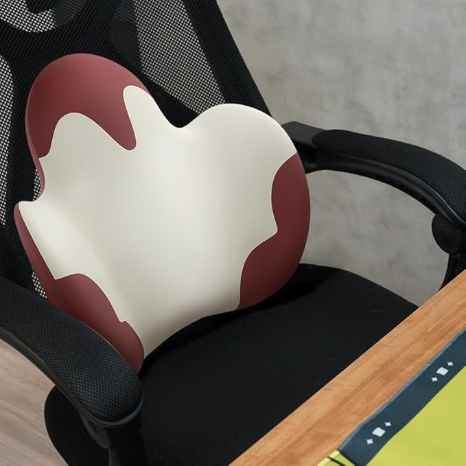 Lumbar Support Pillow for Office Chair, Car Back Support with Memory Foam, Support for Lower Back Pain Relief Lumbar Pillows, Ergonomic Back Cushion for Desk Chair, Sofa, Bed, Car Seat (Red/White)