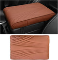 Ziciner Car Center Console Cover, Leather Memory Foam Armrest Cushion Protection Pad, Waterproof Hand Rest Pillow with Height Increase, Universal Accessory for Most Car (Brown #Angel)
