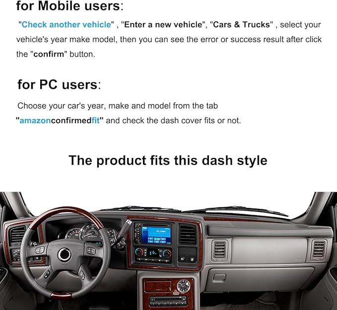 Dash Cover Mat Custom Fit for Cadillac Escalade Dashboard Pad Cap Carpet Protector K274 (Beige)
