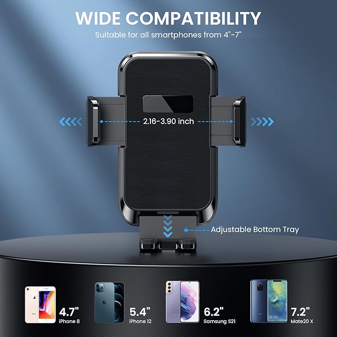 Qifutan Phone Mount for Car Vent [Upgraded Metal Clip] Cell Phone Holder Car Hands Free Cradle in Vehicle Car Phone Holder Mount for Smartphone, iPhone, Cell Phone Automobile Cradles Universal