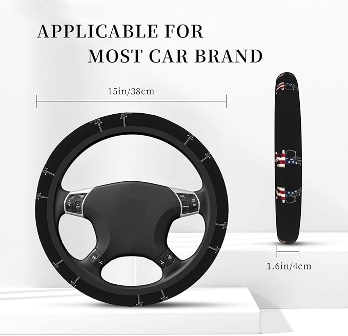 America Guns Car Steering Wheel Cover, 15 Inch Steering Wheel Cover Stylish Decor for Most Cars