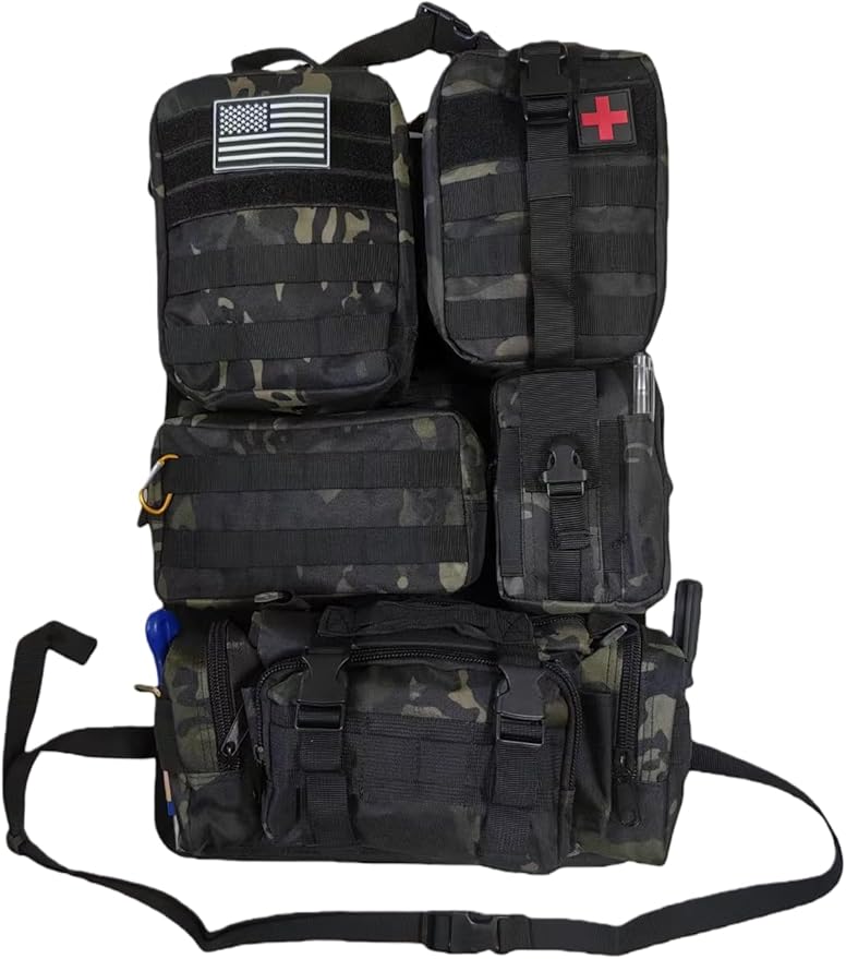 AIAUTOAIEV 7 PACK Tactical Seat back organizer Truck organizer With 6 Detachable Pouches Universal For Car Truck Ford Jeep Military-Grade Heavier Panels With Multi-functional Packs (Black Camo)