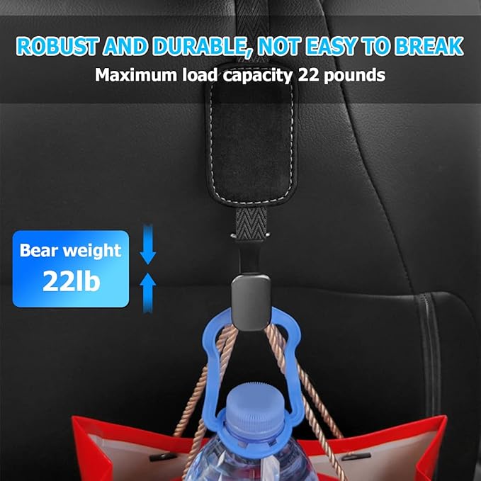 AUCELI Car Seat Headrest Suede Hook, 2 Pack Auto Seat Back Hooks, Suede Storage Organizer with Metal Hanger, Vehicle Backseat Hangers, Creative Interior Accessories for Hanging Grocery Purse (Black)
