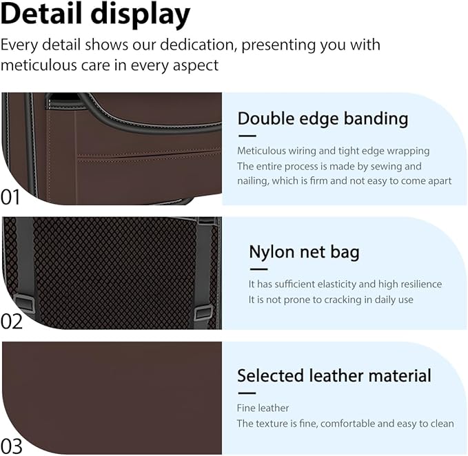 Car Organizer Storage Between Seats, Nappa Leather Large Capacity Vehicle Hanging Handbag Holder for Document Phone, Auto Interior Console Organizer Pocket, Universal Fit (Brown)