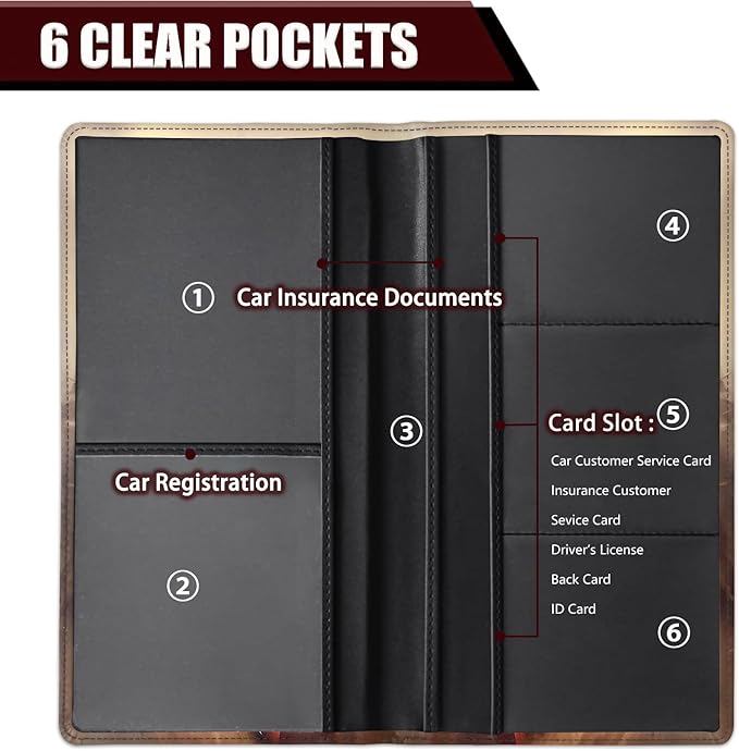 Yuxcfhjfe Car Registration and Insurance Holder, PU Leather Auto Document Holder for Men&Women, Vehicle Glove Box Compartment Organizer with Magnetic Shut for Driver's License, Horse Pattern