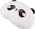 NUOBESTY Panda Plush Lumbar Support Pillow for Car Seat and Office Chair, Round Embroidered Rabbit Fur Cartoon Cushion for Lower Back Comfort During Driving and Travel