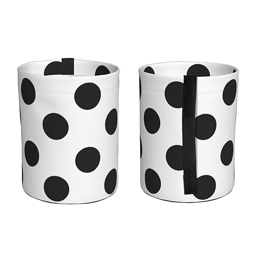 Polka Dot Black White Car Trash Can Leak Proof Hanging Waterproof Garbage Can Multipurpose Trash Bin for Car SUV Front Seat Headrest Collapsible and Portable Storage Pocket