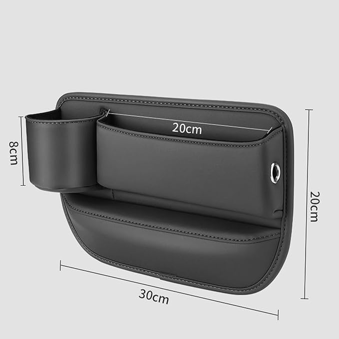 Peticehi Car Leather Cup Holder Gap Bag, No Logo Leather Car Seat Storage Box with Water Cup Holder, Car Seat Gap Filler Organizer (for Driver's seat,Red)
