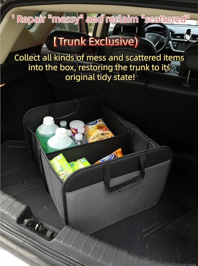 Zenithide Car Trunk Organizer with, Collapsible Car Trunk Storage Organizer, Car Organizer and Storage for SUV, Truck, Sedan (grey) 21.7x17.7x13.4 Inches