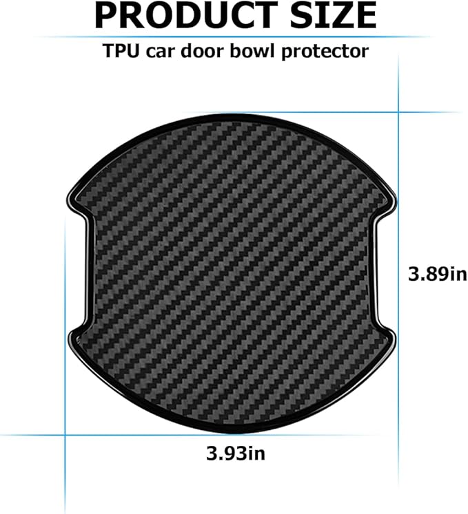 Mandark Car Door Handle Cup Scratch Protector, 4PCS 3D TPU Carbon Fiber Vehicle Door Bowl Sticker, Automotive Door Handle Paint Protective Film Cover Accessories, Universal for Most Cars (Large)