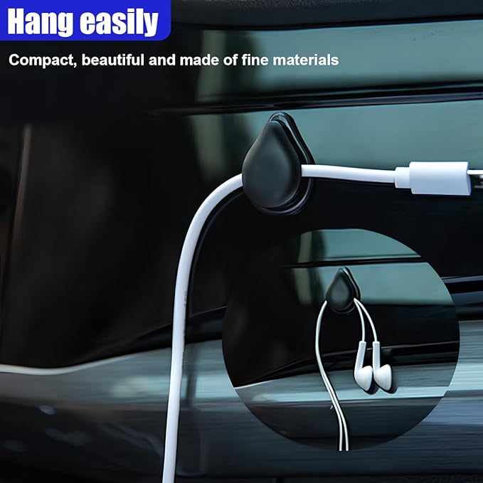 Car Sticky Hooks, Multifunctional ABS Mini Vehicle Dashboard Backseat Hanger with Self-Adhesive Backing, Auto Interior Hanging Organizer Accessories for Key Mask Earphone USB Cable (4PCS)