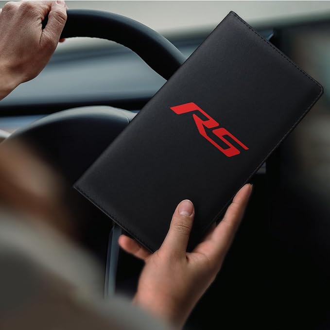 Annloysky Leather Car Registration and Insurance Cards Holder Compatible with Chevy Camaro RS Cars, Vehicle Glove Box Car Organizer with Magnetic Shut, Documents License for Camaro RS Owners