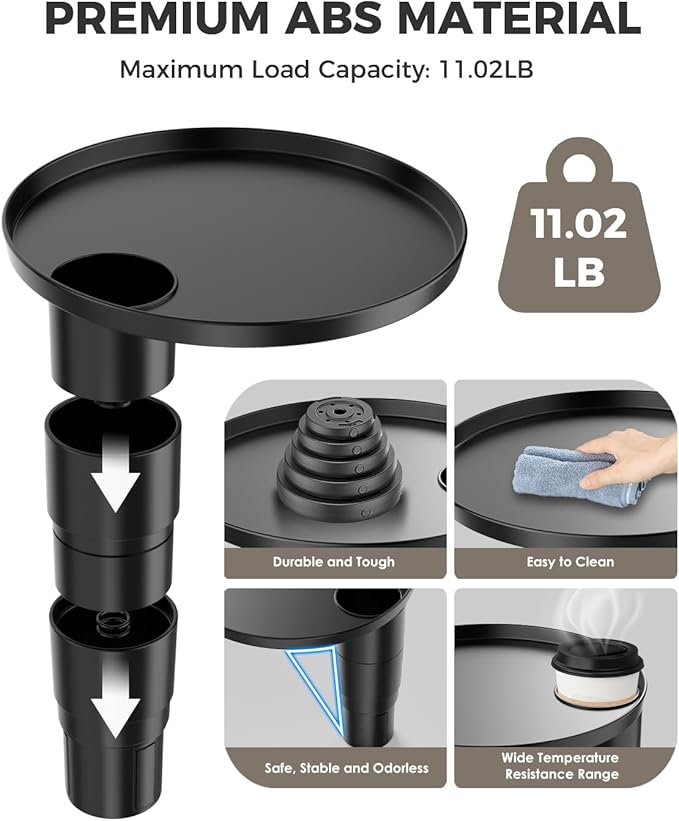 FLORICH Car Tray and Cup Holders, 360° Rotating Car Desk for Laptop, Upgraded Steering Wheel Tray, Car Food Tray Table for Eating, Automatic Center Console Cup Holder Universal Fit