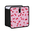 Car Trash Can Organizer Bin with Adjustable Strap for Back Front Seat Console Waterproof Leakproof Collapsible Portable 8.66 Inch Pink Juicy Checkered Cherry