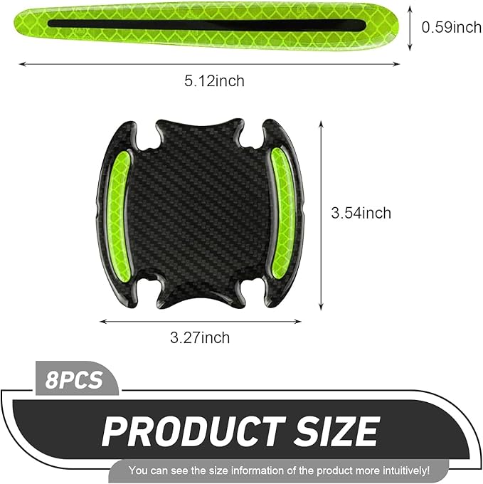 WZP 8PCS Car Door Handle Scratch Protectors, 3D Carbon Fiber Door Handle Scratch Protector Cover, Anti-Scratches Safety Reflective Strips, Universal Car Exterior Accessories for Most Vehicles (Blue)