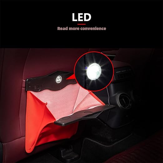 Car Leather Trash Bag Smart LED Waterproof Organizer Storage Garbage Can (Red)