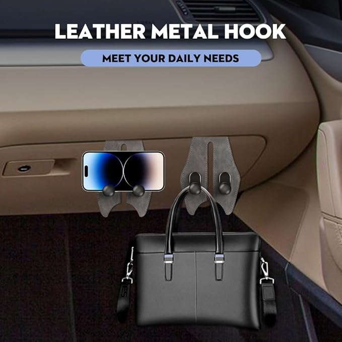 NHHEO Car Hook for Co-Pilot Glovebox, Universal Vehicle Glove Box Organizer for Umbrella Handbag Coat(Gray)