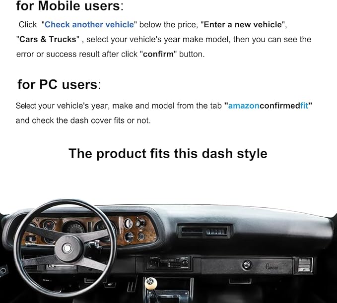 Dash Cover Mat Custom Fit for Chevy Chevrolet Camaro with AC, Dashboard Cover Pad Carpet Protector F262A (Black)