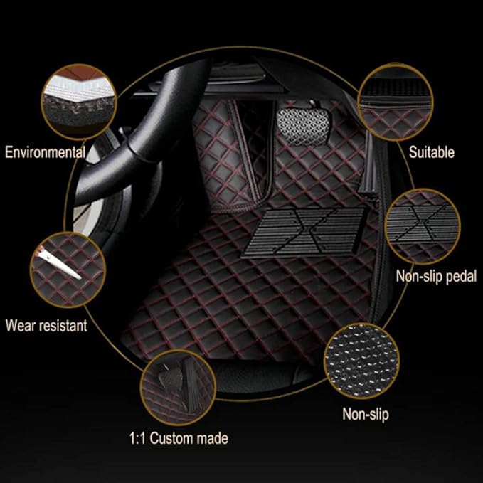 Custom Leather Car Mats, Vehicle-Specific Fit All-Weather Floor Mats, 100% Waterproof Anti-Slip Durable Protection for SUV Truck Sedan, Precision Tailored Protection (Brown)