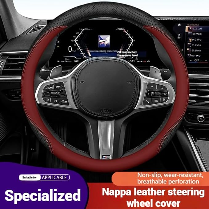 Leather Steering Wheel Cover 15 Inches Car Steering Wheel Cover Stretchy Easy Installation Durable Breathable Non-Slip for Honda Civic Accord Fit CRV HRV Pilot Odyssey Accessories -Grey