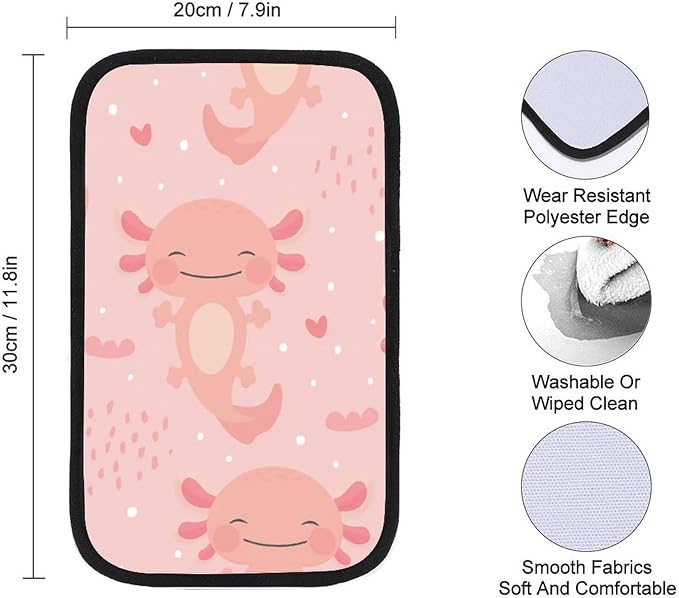 Axolotl Kawaii Car Center Console Cushion Pad,Waterproof Armrest Seat Box Cover Protector,Comfortable Car Decor Accessories Fit for Most Cars, Vehicles, SUVs