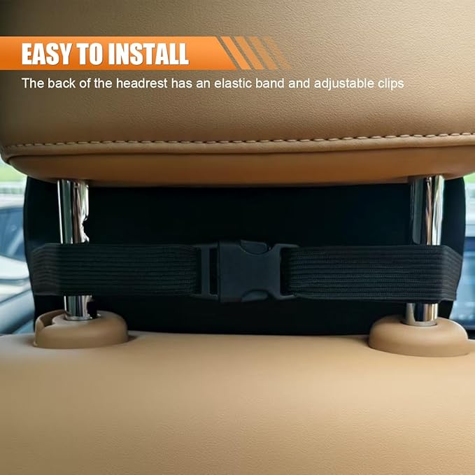 Car Headrest Pillow for Driving - Memory Foam Soft Automotive Neck Support Pillow Cushion with Adjustable Strap - Comfortable Car Seat Headrest Pillow for Neck Pain Pressure Relief (Black)