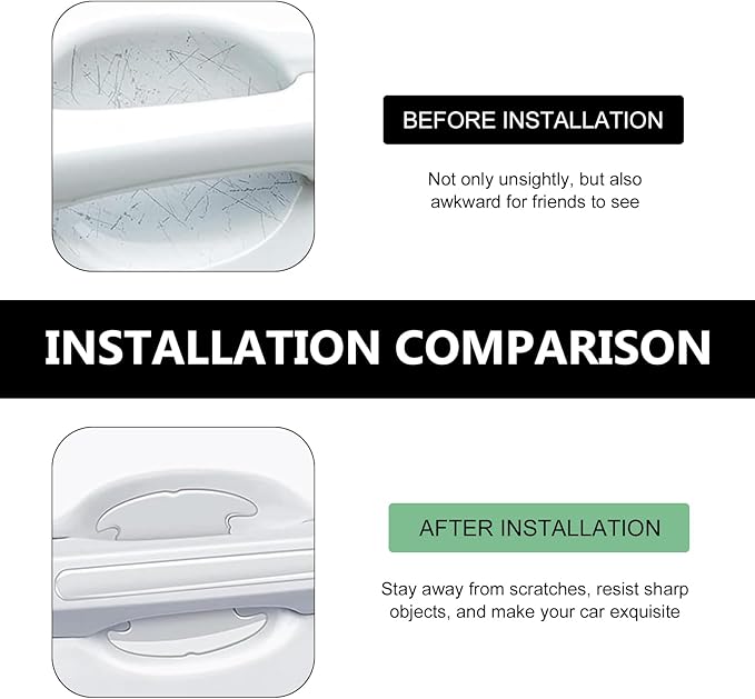 8PCS Car Door Handle Protectors, Transparent Car Bumper Trim Guard Sticker, PVC Waterproof Anti-Collision Auto Door Cup & Handle Bowl Protective Film, Universal Cup Protector for Most Cars