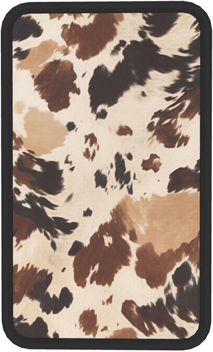 Universal Car Center Console Cushion Pad, Brown Cow Print Soft Waterproof Car Center Console Cover Auto Armrest Seat Box Cover Protector for Most Vehicle SUV Truck Car