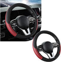 Car Steering Wheel Cover, 15 Inch Leather Breathable Auto Steering Wheel Protector, Comfortable Non-Slip Vehicle Steering Wheel Covers, Universal Interior Car Accessories (Wine Red, AD)