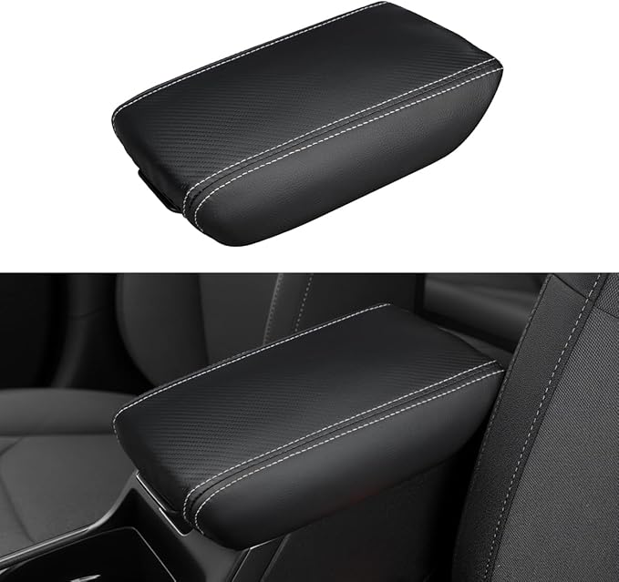 INTGET Center Console Cover for Kia K4 Accessories 2025 2026 LX/LXS/EX/GT-Line/GT-Line Turbo Car Interior Leather Armrest Arm Rest Lid Cushion Pad Protector (Carbon Fiber Texture, for 2025+ K4)