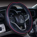 Mayco Bell Universal Standard Size Steering Wheel Cover Anti-Slip,Safety,Soft,Breathable,Durable,Full Surround,Comfortable Grip Microfiber Leather (14.5-15 inch,Black Red)