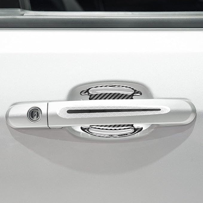 8Pcs 3D Door Handle Cup Protector, Reflective Stripe Stickers, Anti-Scratch Universal Protector, Suitable for Cars, Trucks, SUVs (White)