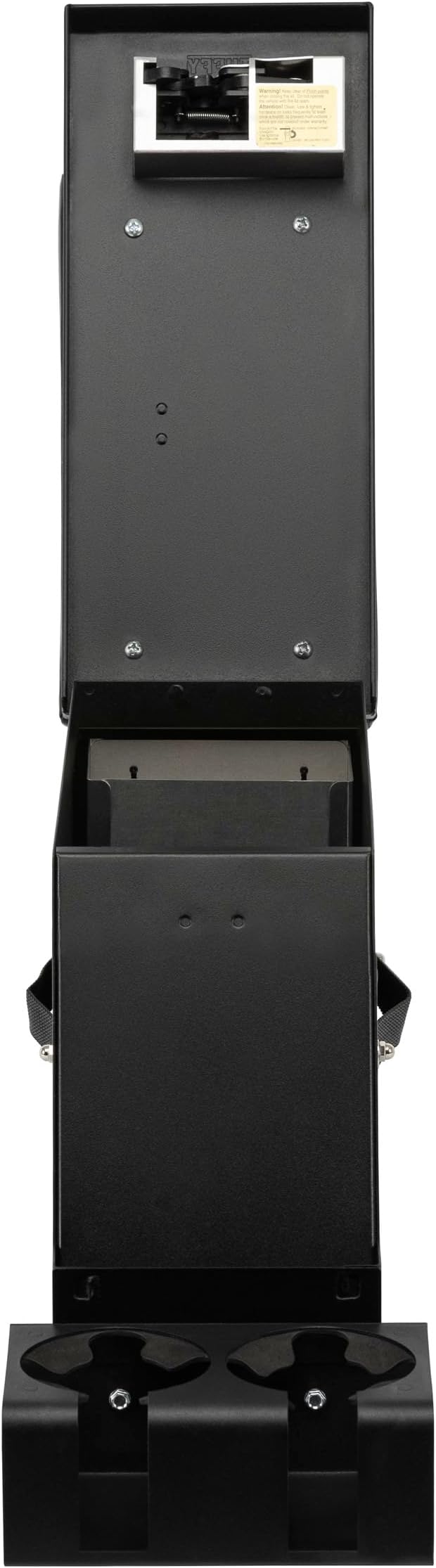 Universal Locking Center Console 6.5" – Steel Vehicle Storage Box with Armrest, Drink Holders, and Organizer Tray – Secure Console Insert for Trucks, SUVs, and Cars