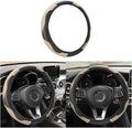 Car Steering Wheel Cover, Universal Microfiber PU Leather Elastic 15 inch Stitching Color Anti-Slip Steering Wheel Protector, Car Interior Accessories Steering Wheel Cover for Men Women (Beige)