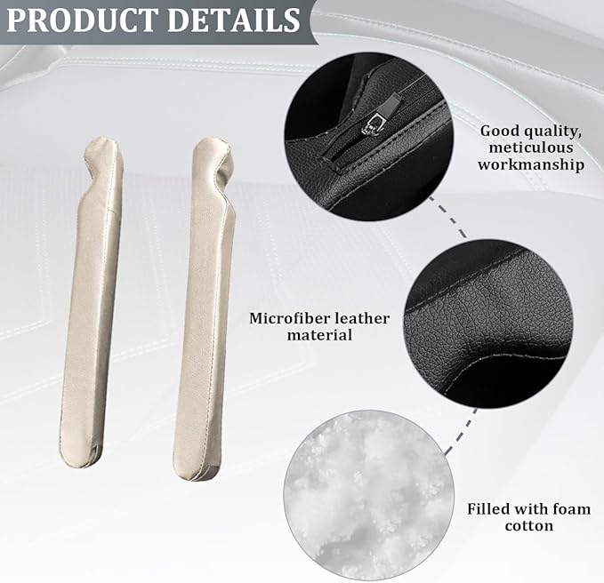 2PCS Car Seat Gap Filler, Leather Vehicle Seat Crevice Blocker Stopper to Prevent Things from Dropping, No-Drop Automotive Interior Console Catcher Plug, Universal for Vehicles (Beige)