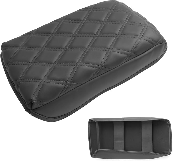 SXCY for 2025 2026 Chevy Equinox Accessories 2025 2026 Equinox Armrest Cover Center Console Cover 2026 Equinox Console Cover 2025 2026 Equinox Middle Console Cover (Adding Pad 2-Line Rhombus Style)